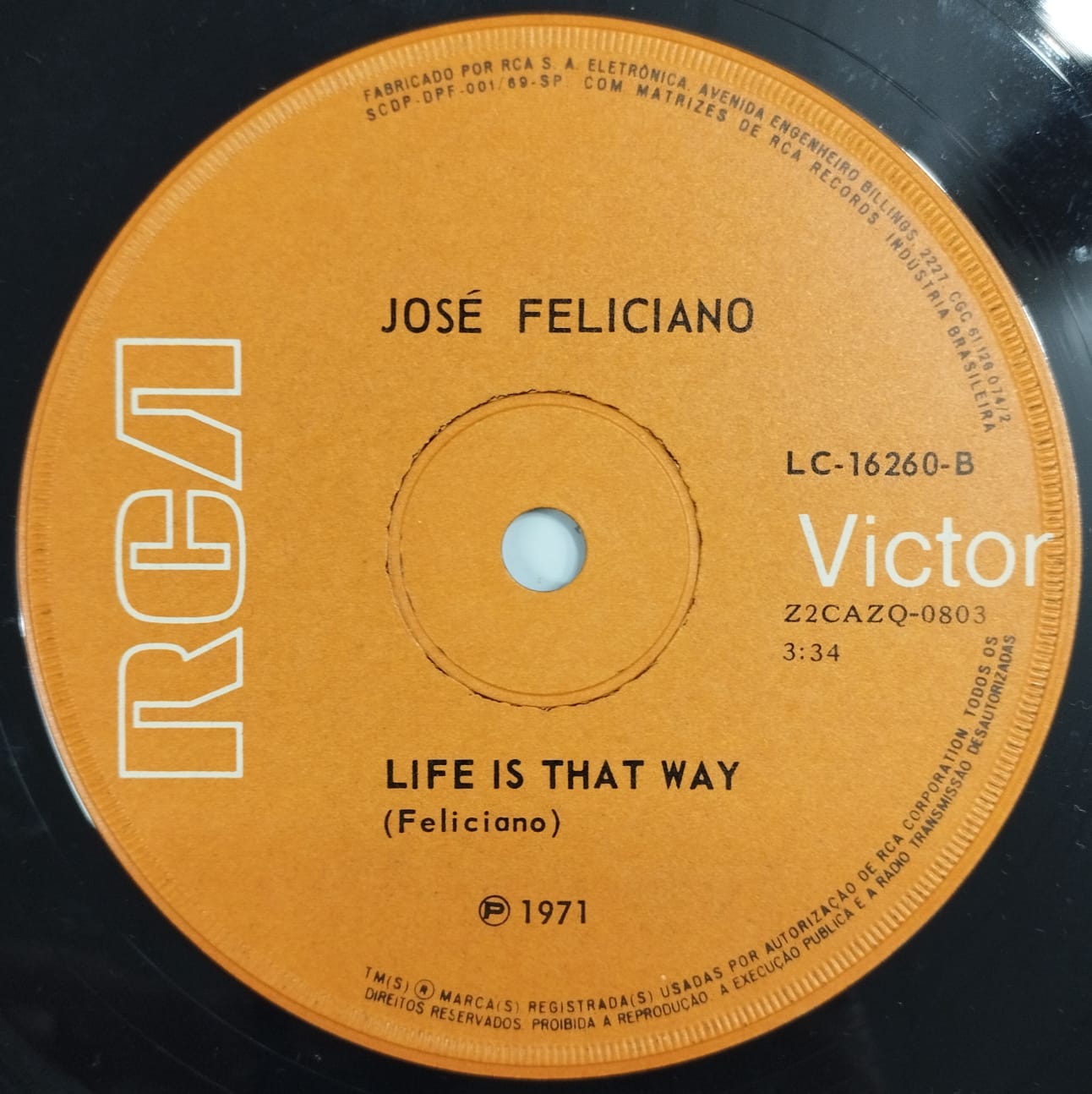 José Feliciano ‎– Watch It With My Heart / Life Is That Way (Compacto)