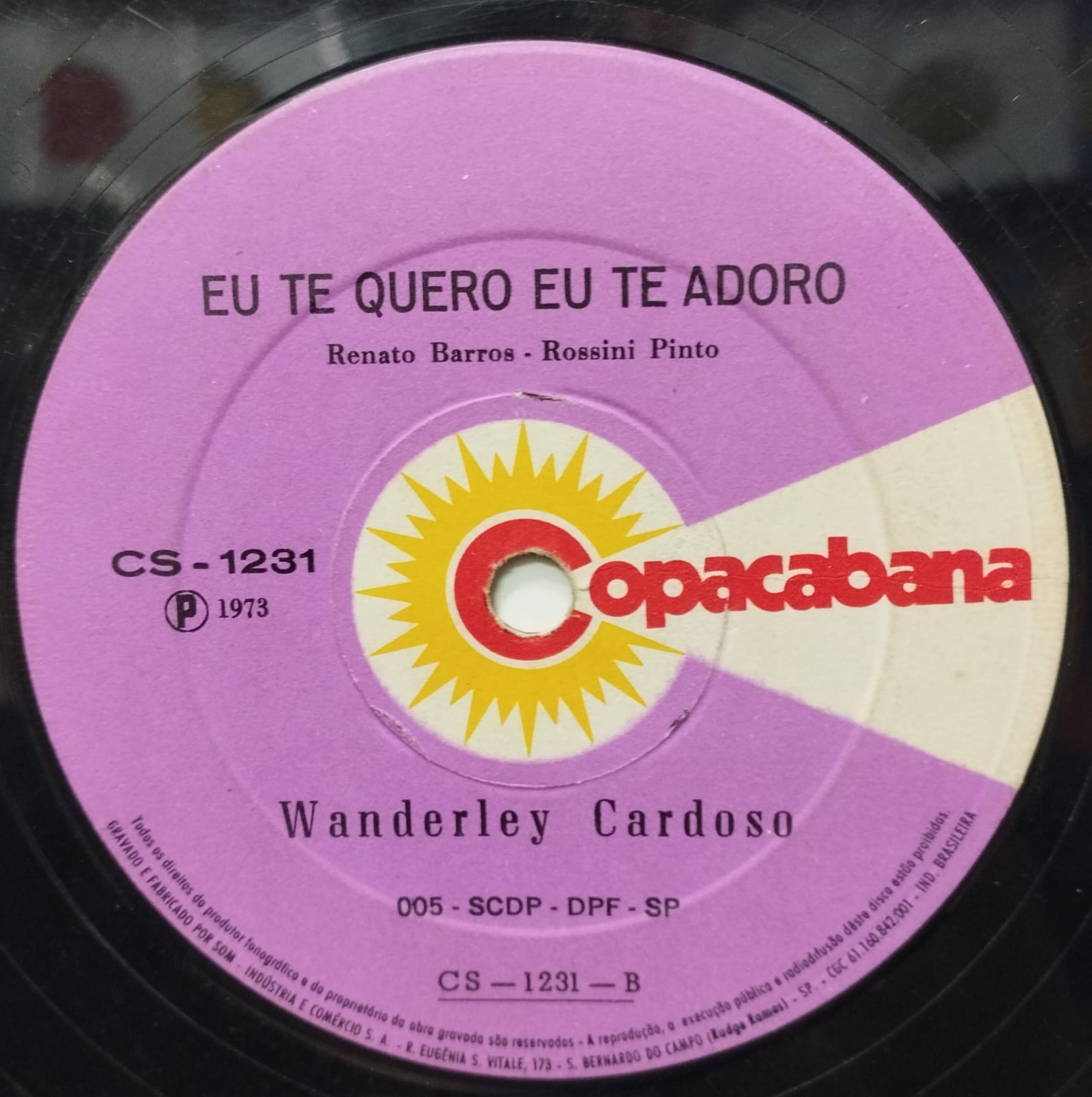 Wanderley Cardoso ‎– Minha Namorada / Eu Te Quero Eu Te Adoro (Compacto)