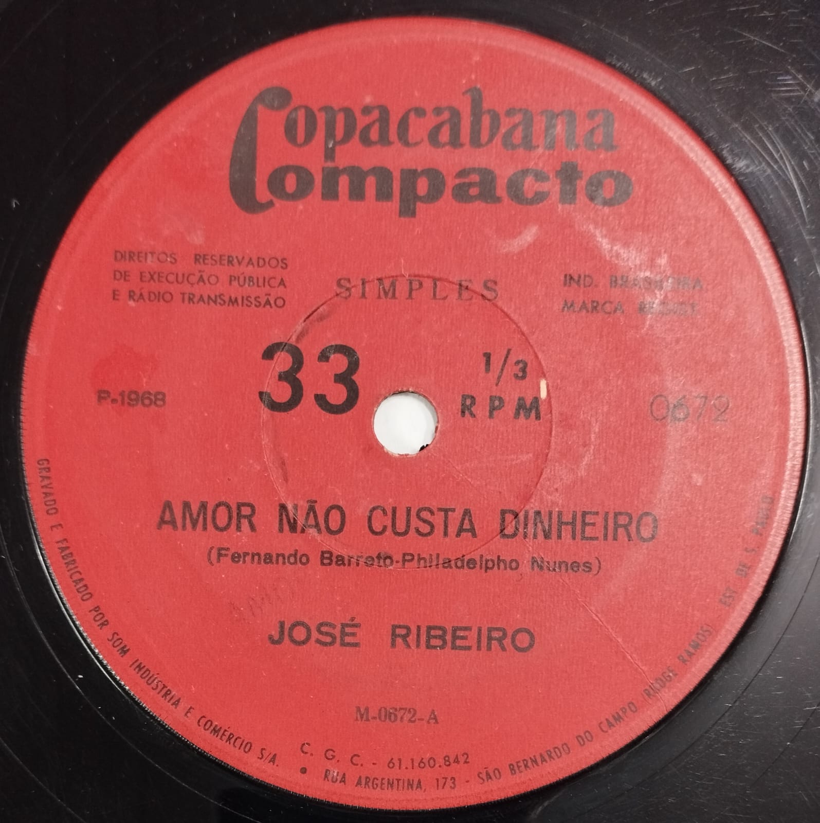 José Ribeiro ‎– Amor Não Custa Dinheiro / Me Casava com Ela (Compacto)