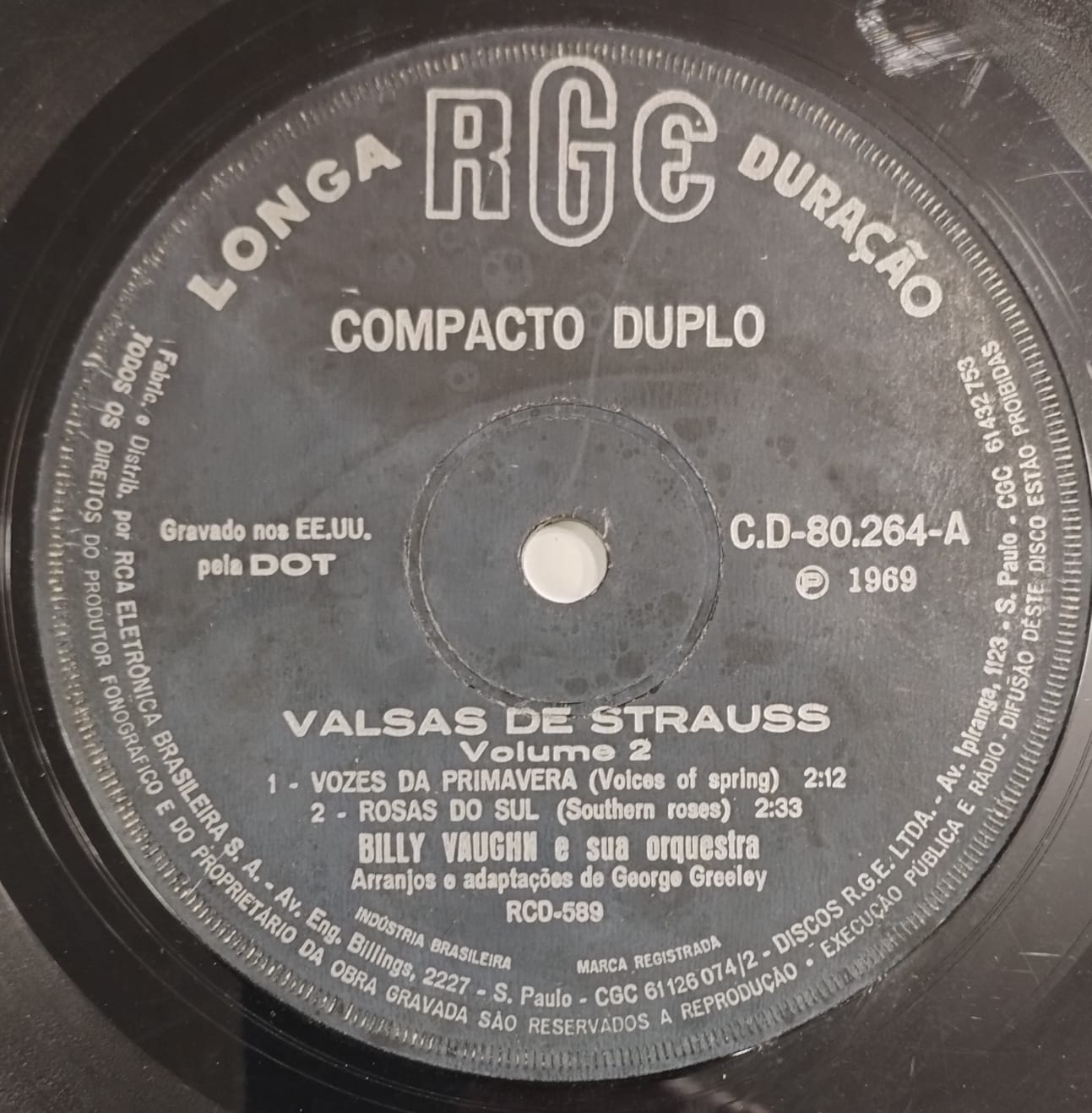 Billy Vaughn e Sua Orchestra ‎– Valsas de Strauss Volume 2 (Compacto)