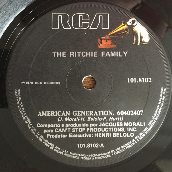 The Ritchie Family ‎– American Generation / I Feel Disco Good (Compacto)