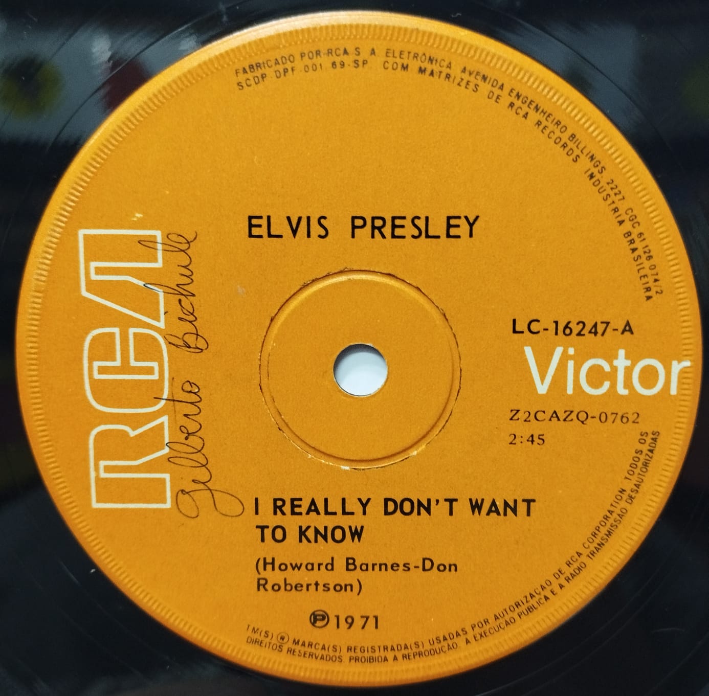 Elvis Presley ‎– I Really Don't Want To Know / There Goes My Everything (Compacto)