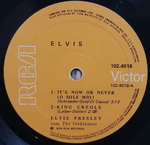 Elvis Presley ‎– It's Now Or Never (O Sole Mio) (Compacto)