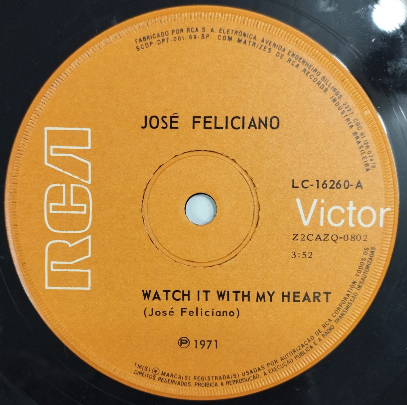 José Feliciano ‎– Watch It With My Heart / Life Is That Way (Compacto)
