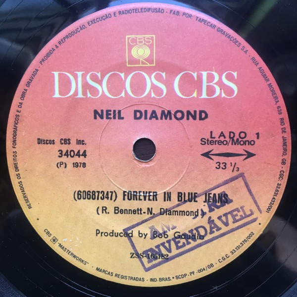 Neil Diamond ‎– Forever In Blue Jeans (Compacto)