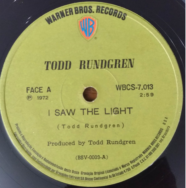 Todd Rundgren ‎– I Saw The Light (Compacto)