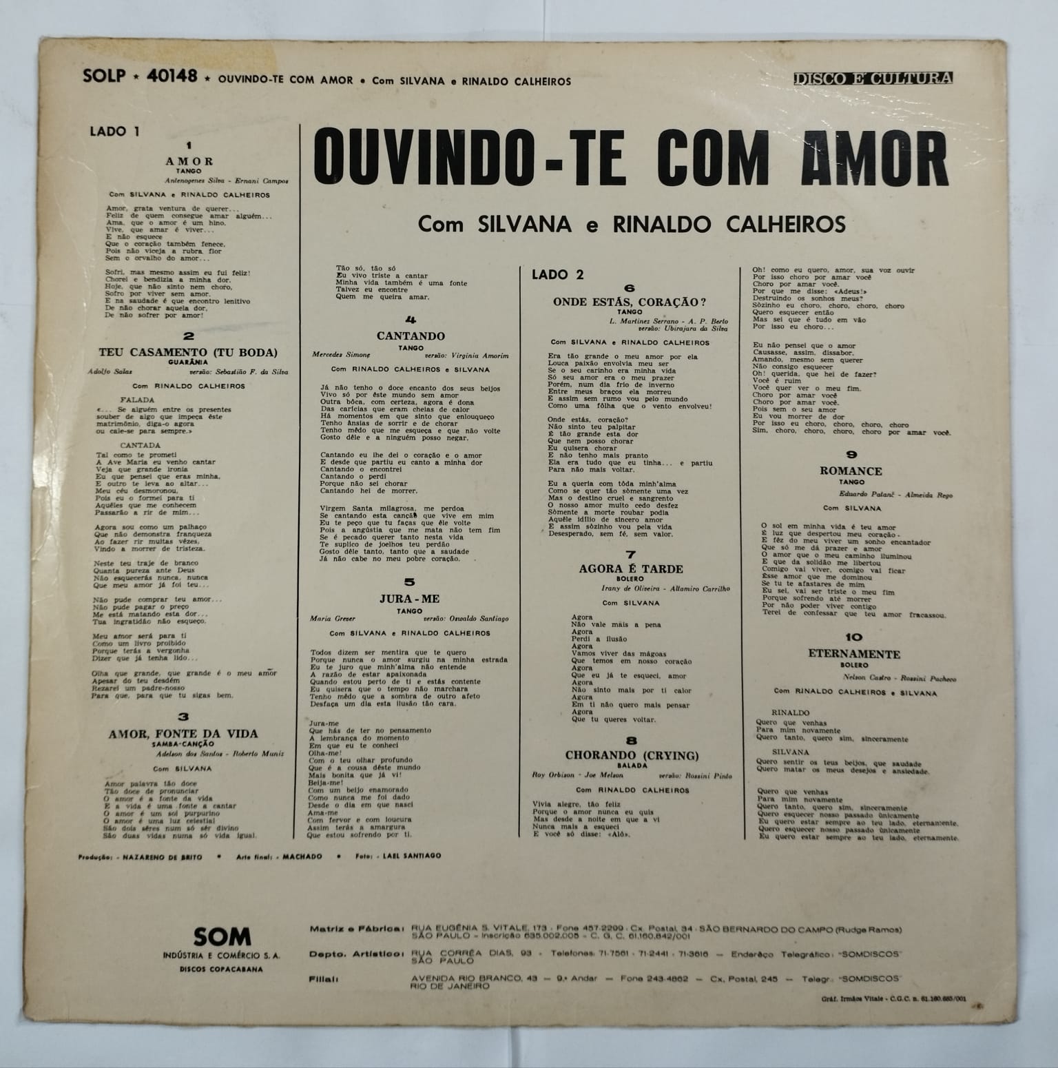 Silvana e Rinaldo Calheiros ‎– Ouvindo-Te com Amor (Álbum)