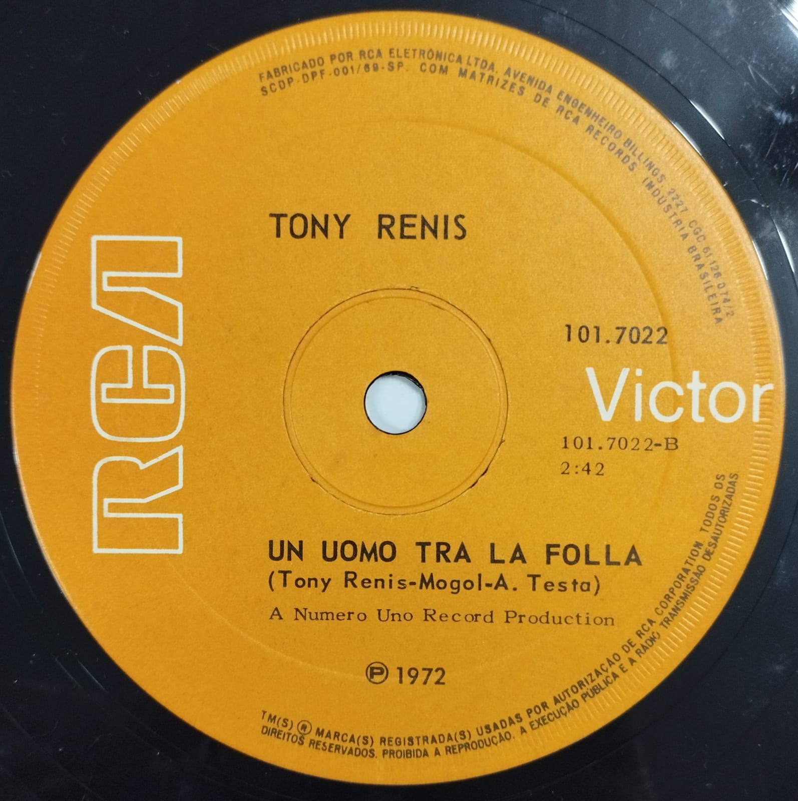 Tony Renis ‎– Grande Grande Grande / Un Uomo Tra La Folla (Compacto) 