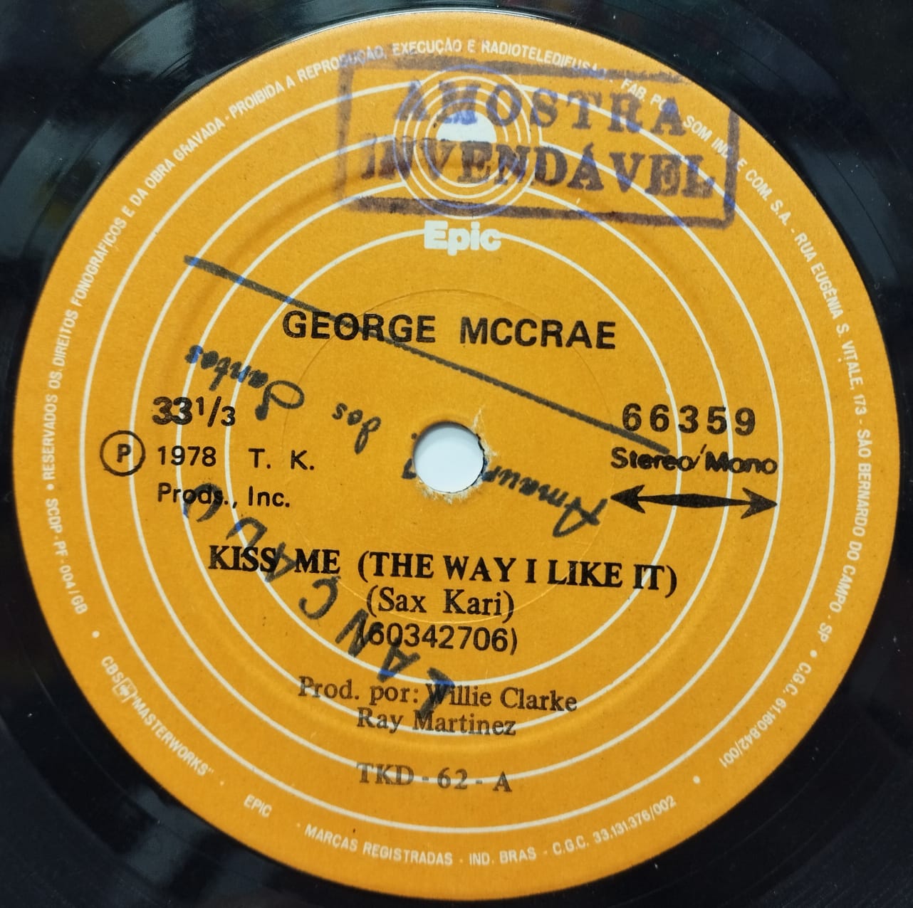 George McCrae ‎– Kiss Me (The Way I Like It) (Compacto)