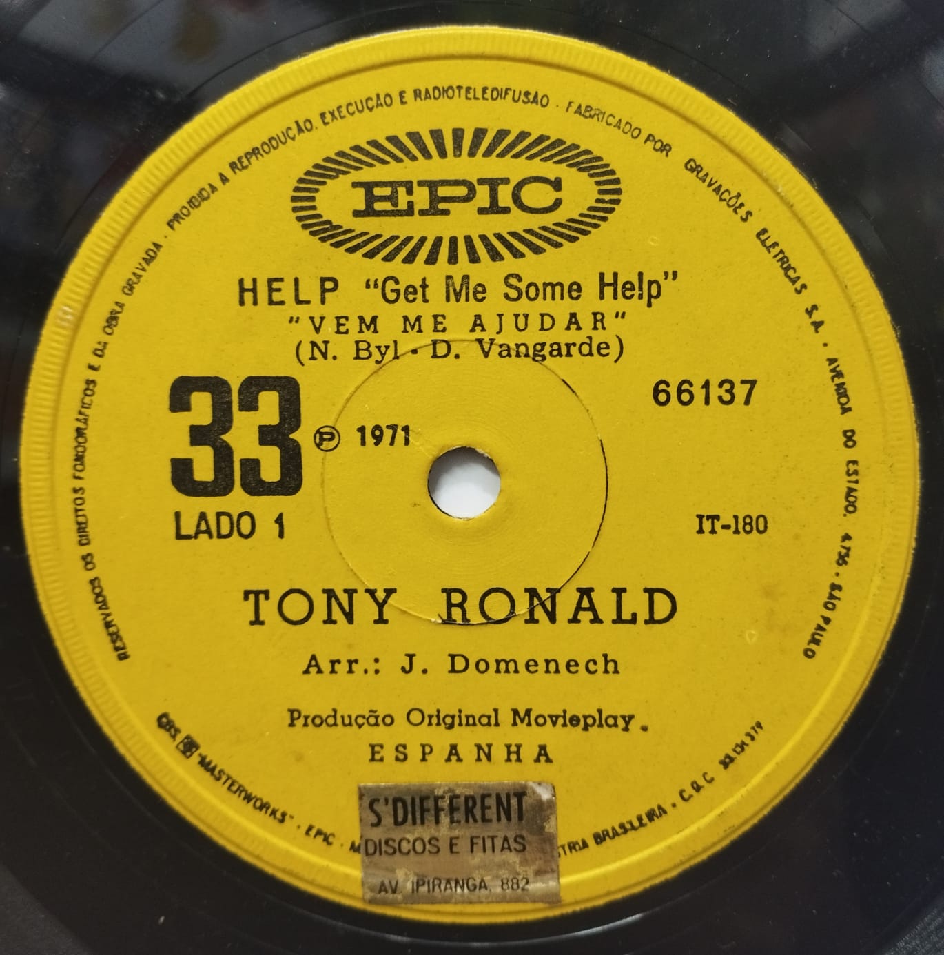 Tony Ronald ‎– Help Get Me Some Help / Once Upon A Time (Compacto)