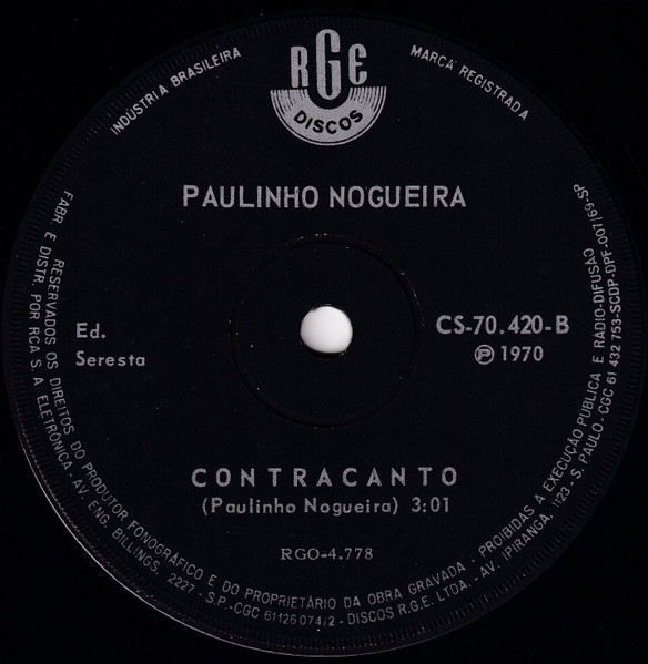 Paulinho Nogueira ‎– Menina / Contracanto (Compacto)